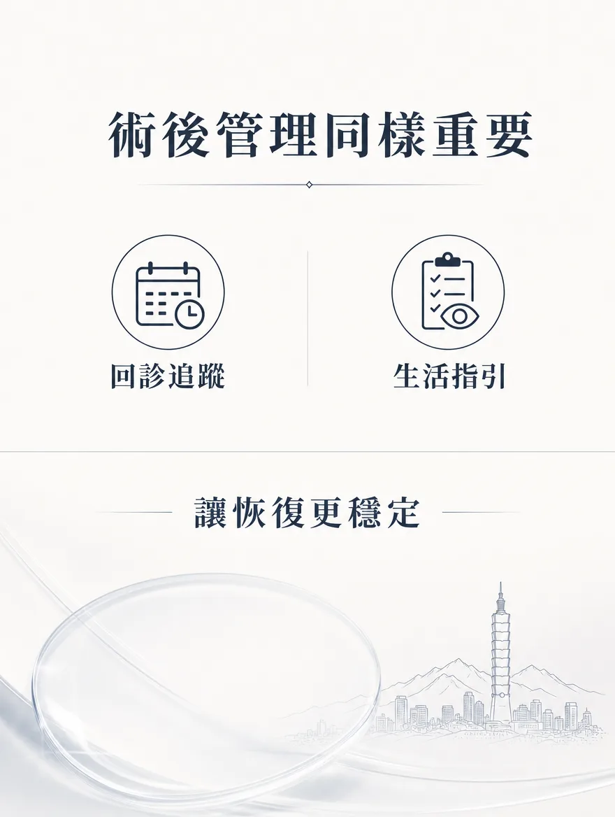ZEISS SMILE LASIK — 術後管理同樣重要 — 回診追蹤.生活指引。讓恢復更穩定。