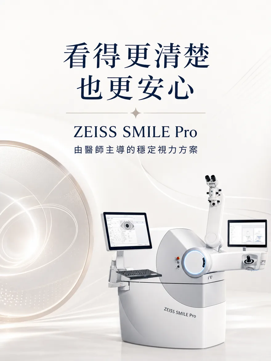 ZEISS SMILE Pro — 看得更清楚 也更安心 — ZEISS SMILE Pro,由醫師主導的穩定視力方案