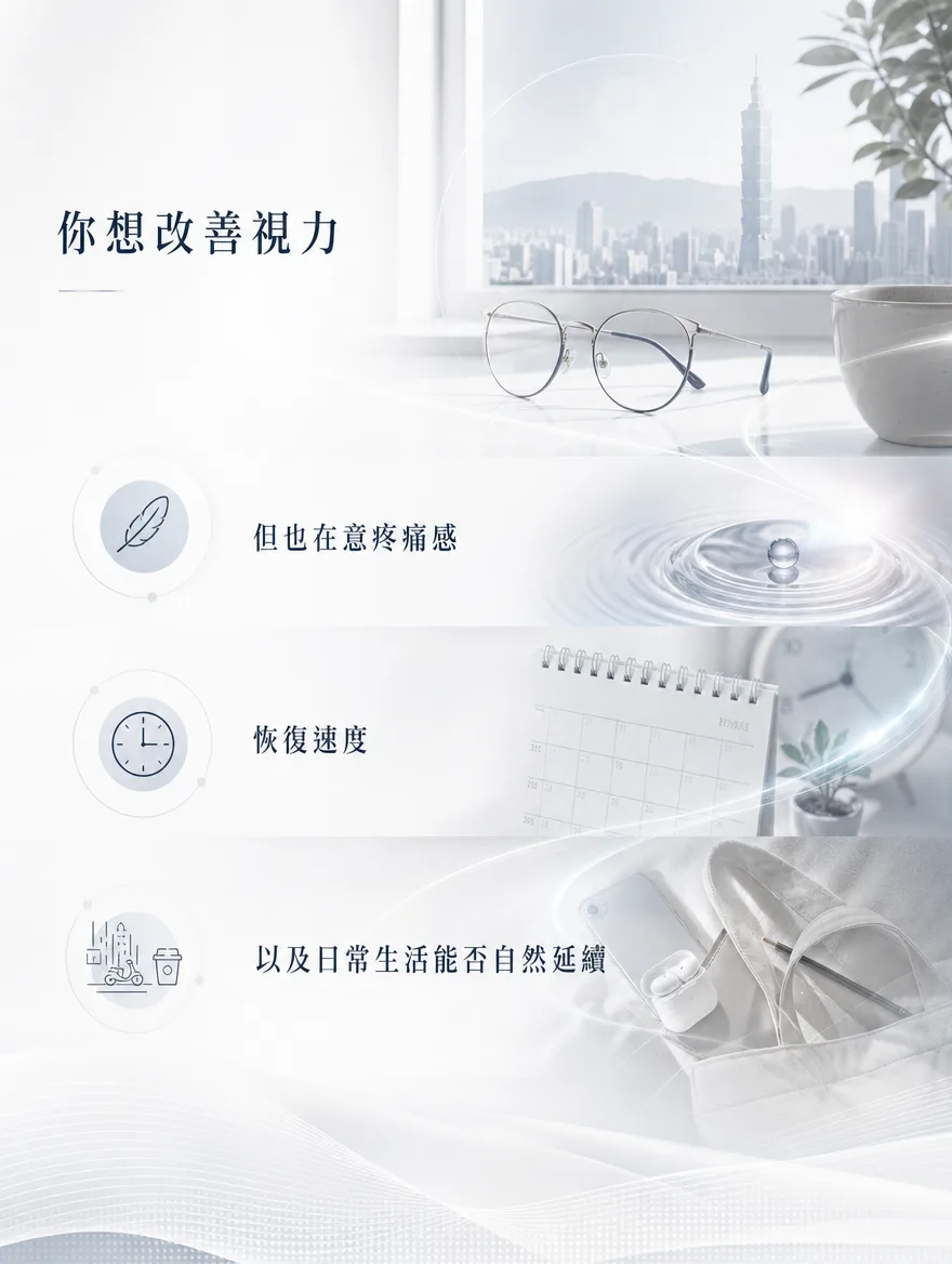 StreamLight 經上皮雷射(LASEK) — 你想改善視力 — 但也在意疼痛感、恢復速度,以及日常生活能否自然延續。